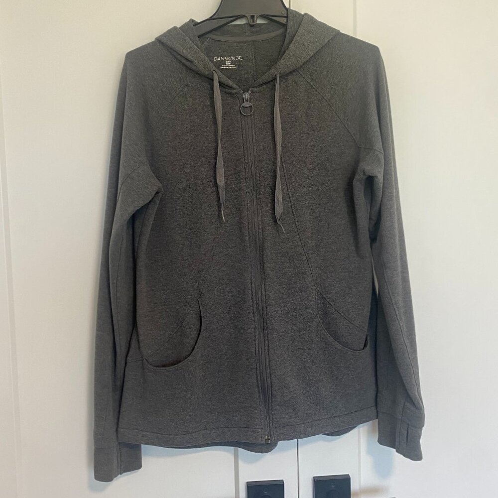 Danskin Comfy Basic Grey Zip Up Sweater Hoodie Women's Size XL